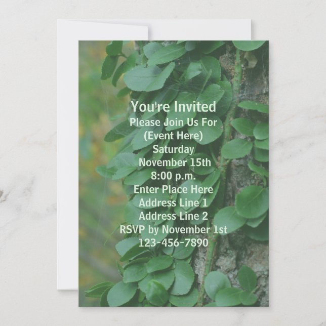 Green Leaves Vine On Tree Nature Party Invitation (Front)