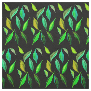 Green leaves watercolor foliage pattern art fabric