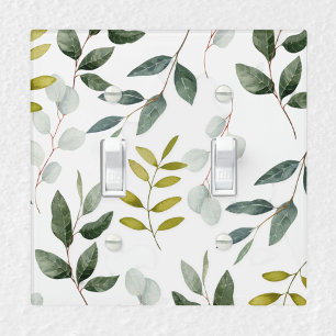 Green Leaves Watercolor Pattern Light Switch Cover