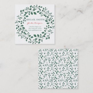 Green leaves watercolor wreath Business Card