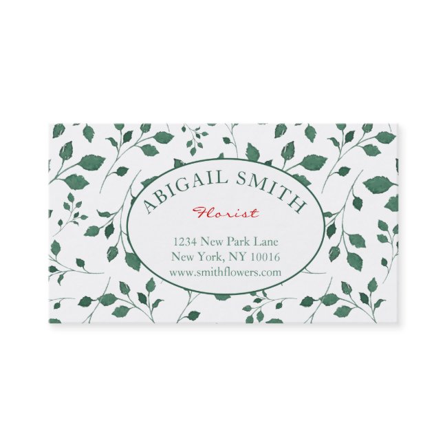 Green leaves watercolor wreath Business Card