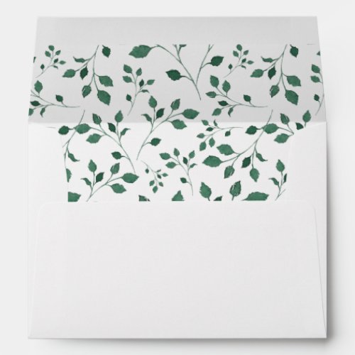 Green leaves watercolor wreath  Monogram Envelope