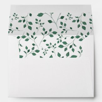Green leaves watercolor wreath | Monogram Envelope