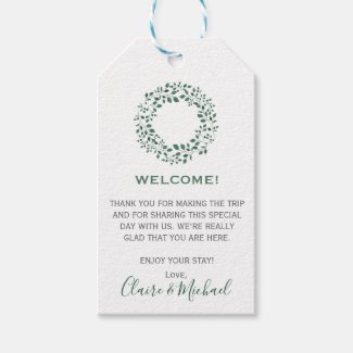 Green leaves watercolor wreath | Welcome Wedding