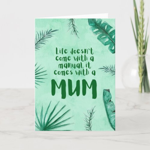 Green Leaves Watercolour Mothers Day Card