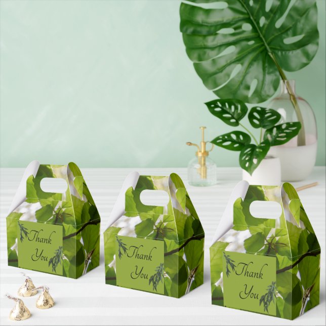 Green Leaves Wedding Gable Favor Box (Multiple)
