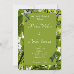 Green Leaves Wedding Invitation 
