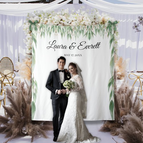 Green Leaves Wedding Photo Booth Backdrop