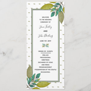 Green Leaves Wedding Program