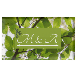 Green Leaves Wedding Table Card Holder