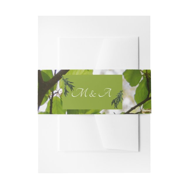 Green Leaves Wedding Vertical Belly Band (Front Example)