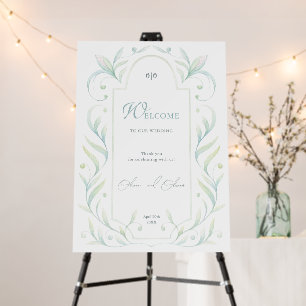Green Leaves Wedding Welcome Foam Board