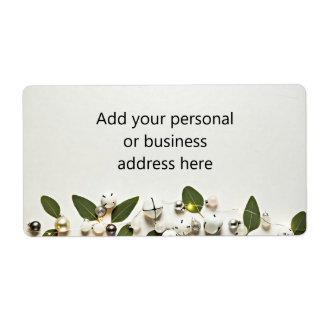 Green Leaves White Jingle Bells Shipping Label