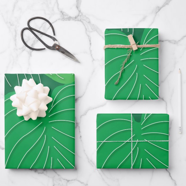 Green Leaves  Wrapping Paper Sheets (Front)