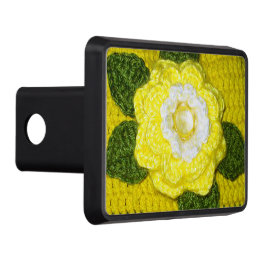 Green Leaves Yellow Rose Artisan Crochet Print Hitch Cover