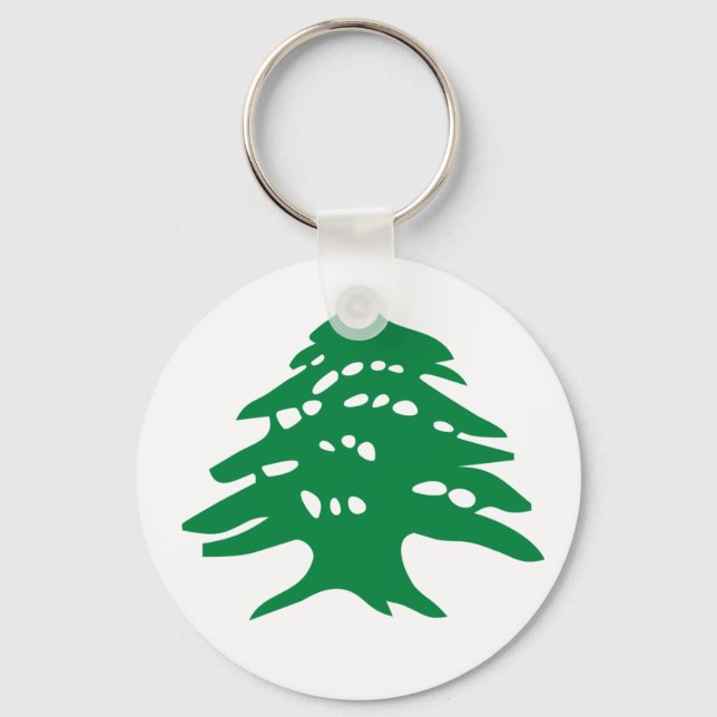 Green Lebanon Cedar Tree Keychain (Front)