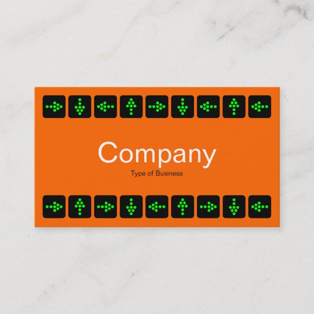 Green LED Style Arrows - Orange and Gray Business Card (Front)