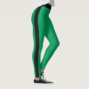 Green Leggings Black Side Stripe or Choose Colors