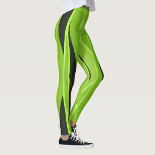 Black with Neon Green Stripes Leggings