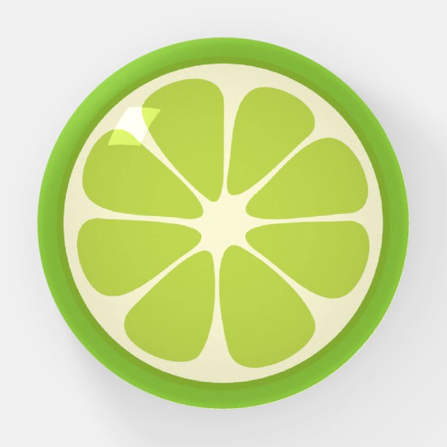 Green Lemon Lime Slice Fun Citrus Fruit Foodie Paperweight (Front)
