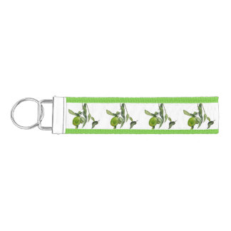 Green lemon watercolor wrist keychain