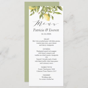 Green Lemons and Leaves Boho chic Wedding Invitation