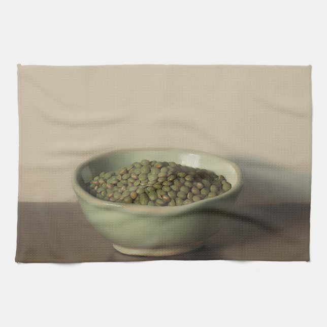 Green Lentils Still Life Kitchen Towel (Horizontal)