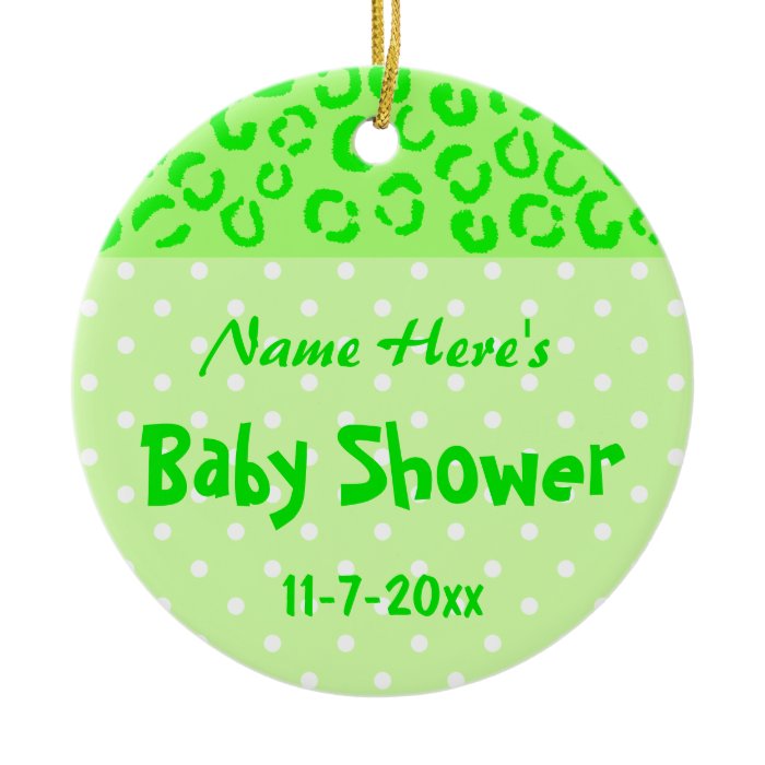 Green Leopard and Polka Dot Baby Shower Christmas Ornaments