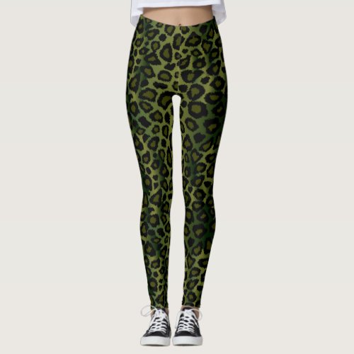 Green Leopard Animal Print Leggings