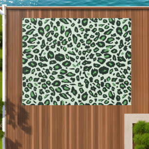 Green Leopard Area Rug - Animal Print Pattern