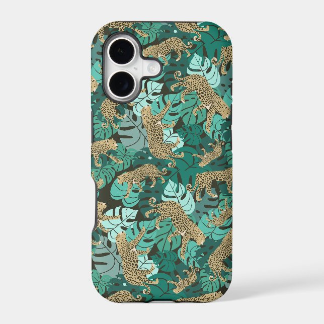 Green Leopard Botanical Tropical Jungle Case-Mate iPhone Case (Back)