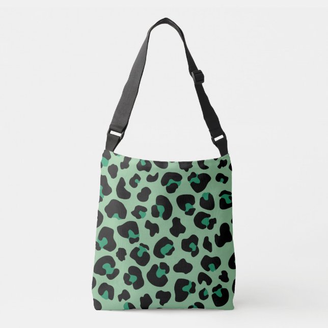 Green Leopard Cheetah Skin Print Pattern Crossbody Bag (Front)