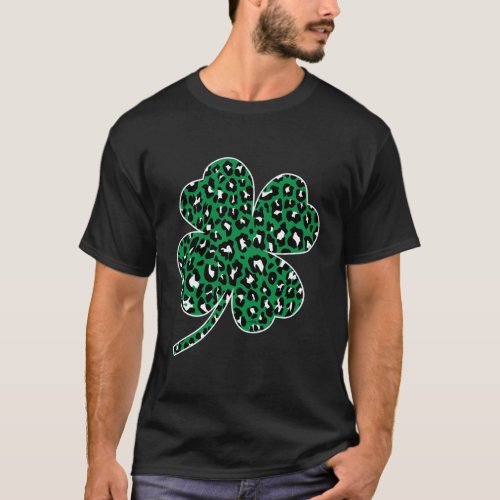 Green Leopard Clover Lucky Leaf St Patricks Day As T_Shirt