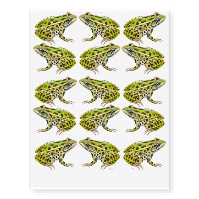 Green Leopard Frogs Temporary Tattoo (Front)