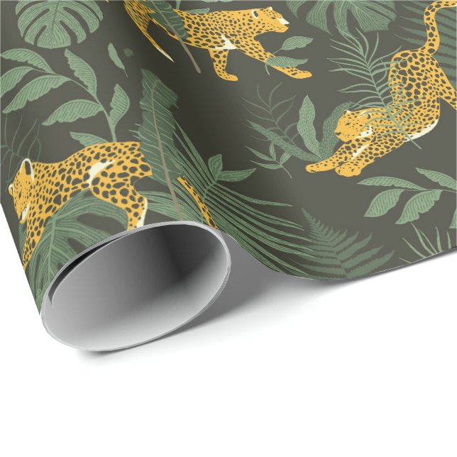 Green Leopard Jungle Safari Wrapping Paper Roll (Roll Corner)