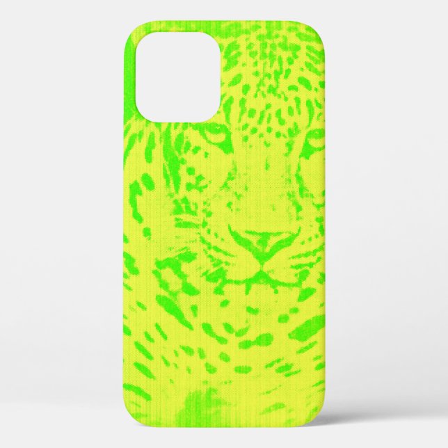 Green Leopard Portrait Vintage iPhone Case (Back)