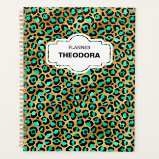 GREEN LEOPARD PRINT 12-month Planner & Stickers