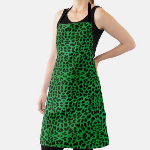 Green Leopard Print Apron