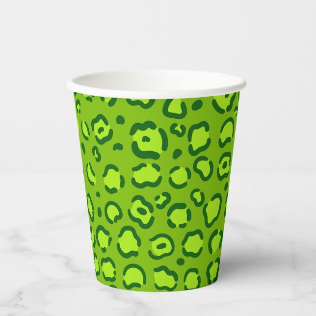 Green Leopard Print Paper Cups (Front)