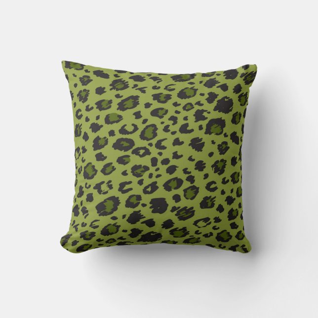 Green Leopard Print Pillow (Front)