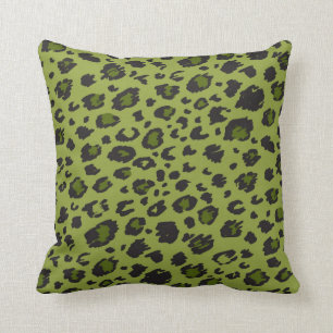 Green Leopard Print Pillow