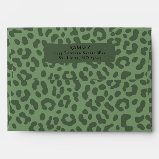 Green Leopard Print Return Address Envelope (Back (Top Flap))