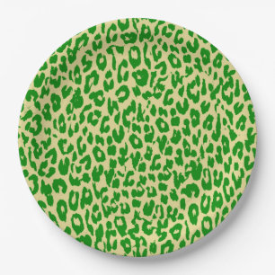 Green Leopard Print Skin Paper Plates