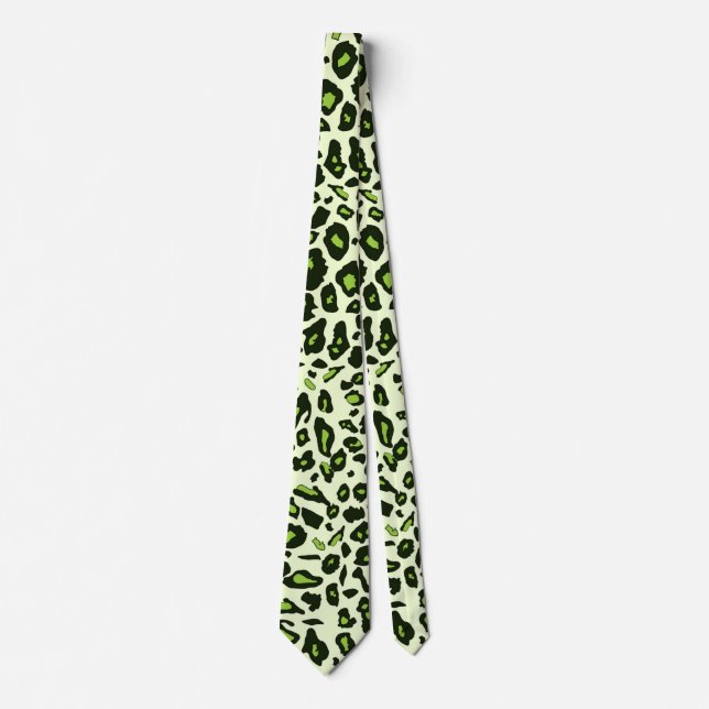 Green leopard print tie (Front)