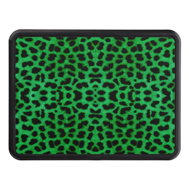 Green Leopard Print Trailer Hitch Cover (Front)