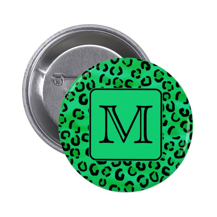 Green Leopard Print with Custom Monogram. Buttons