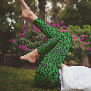 Green Leopard Safari Print Leggings