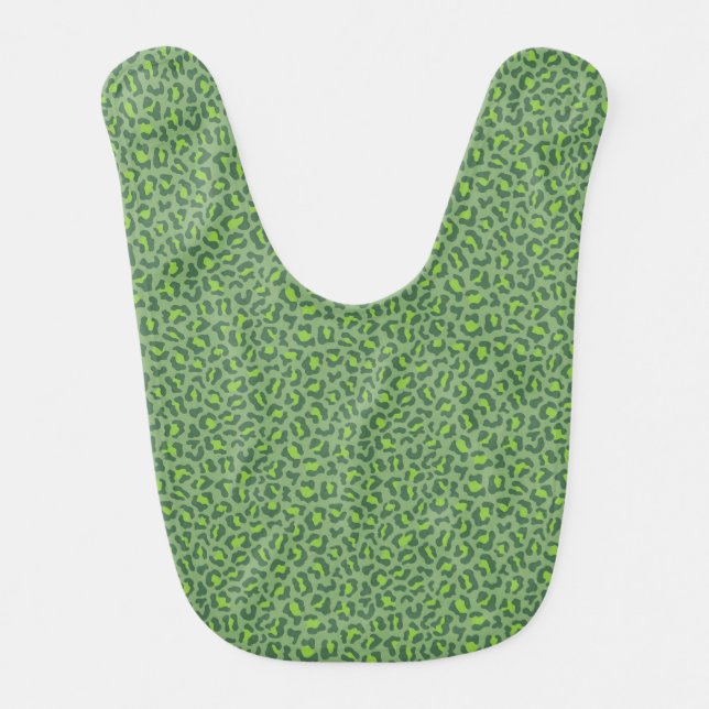 Green leopard skin pattern baby bib (Front)
