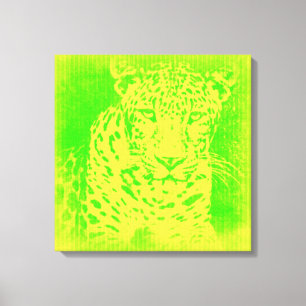 Green Leopard Vintage Wrapped Canvas Print