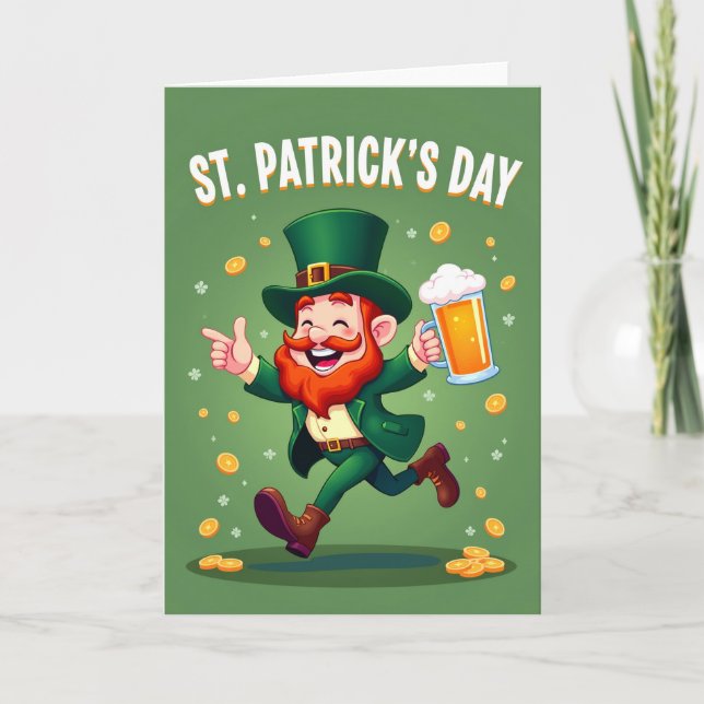 Green Leprechaun Celebration Card (Front)